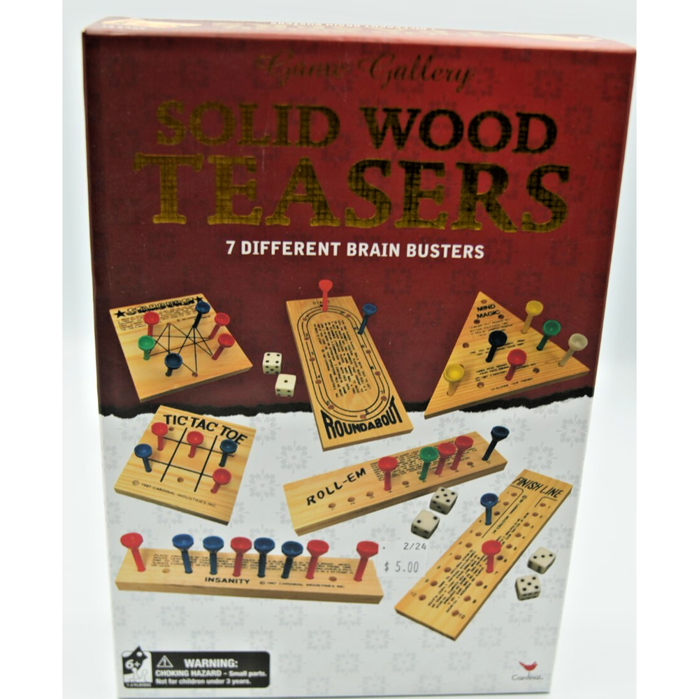 Cardinal Solid Wood Teasers Game 7 Different Brain Busters Games in Box